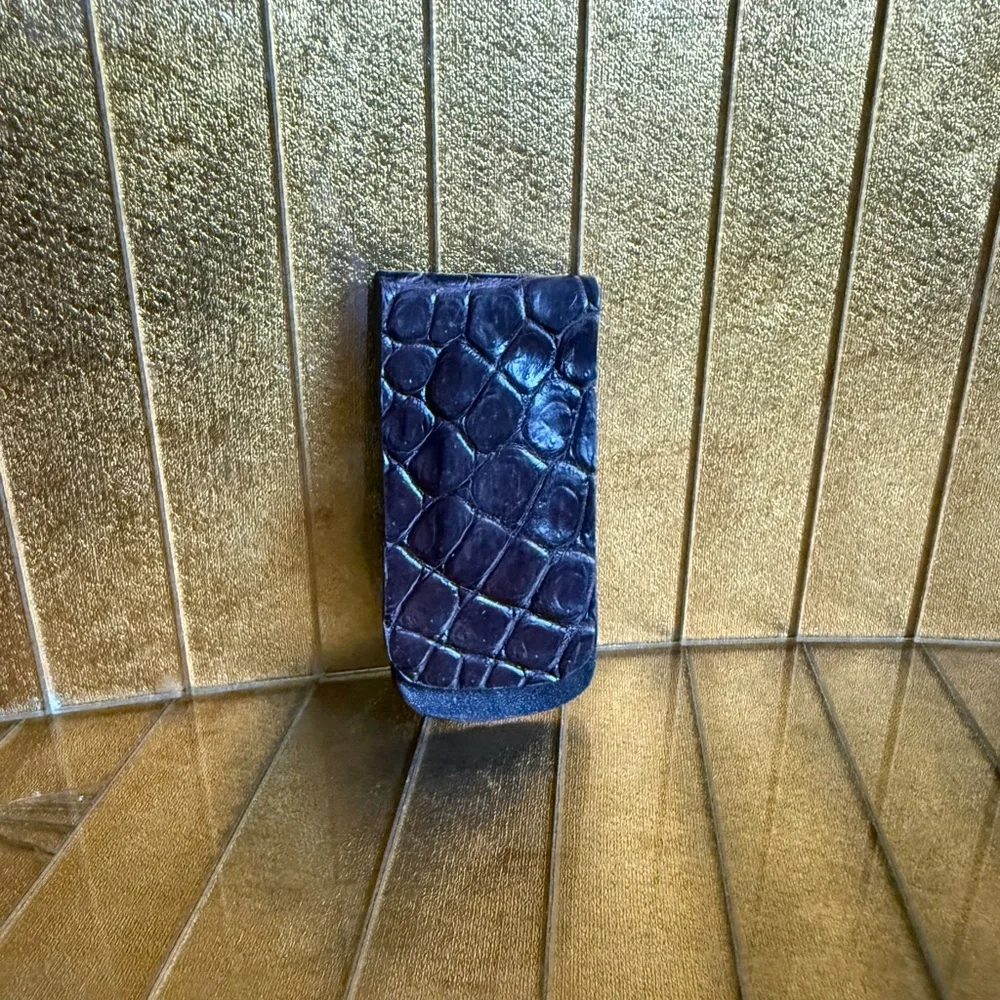 🐊 elegant authentic real Brown Italian Crocodile Leather Money Clip 🐊